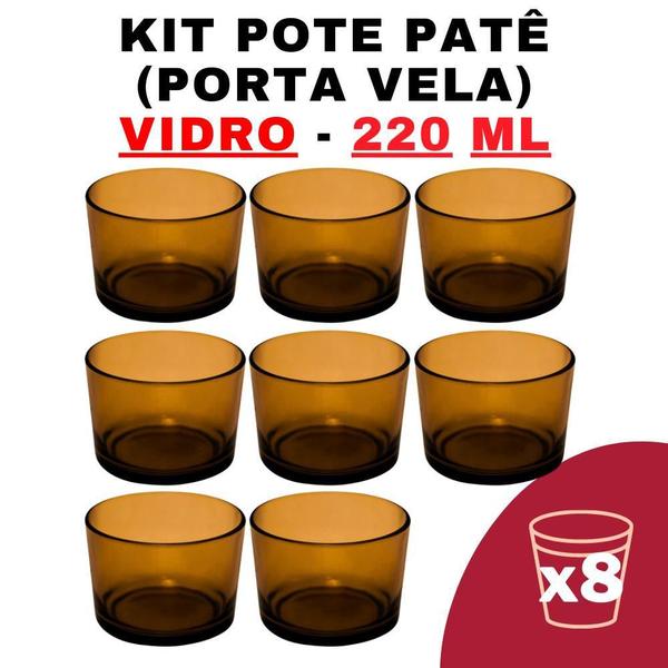 Imagem de Kit Potes De Vidro Translúcido Patê Ambar S/ Tampa 220Ml