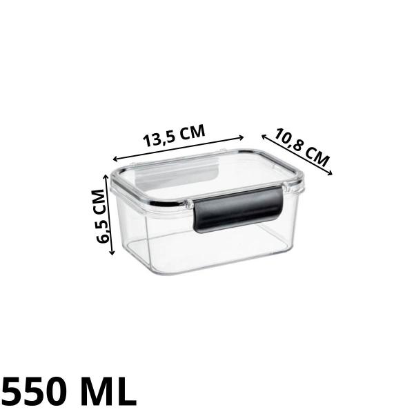 Kit Potes Hermético Plástico Empilhável Quadrado Resistente Clear 6 Unidades - Plasnorthon Imagem de Kit Potes Hermético Plástico Empilhável Quadrado Resistente Clear 6 Unidades