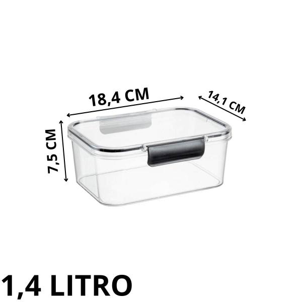Kit Potes Hermético Plástico Empilhável Quadrado Resistente Clear 6 Unidades - Plasnorthon Imagem de Kit Potes Hermético Plástico Empilhável Quadrado Resistente Clear 6 Unidades