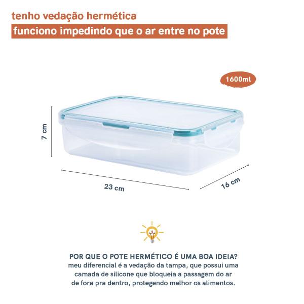 Imagem de Kit Potes Herméticos de Plástico 1600/2300/4000ml - 3pçs Oikos