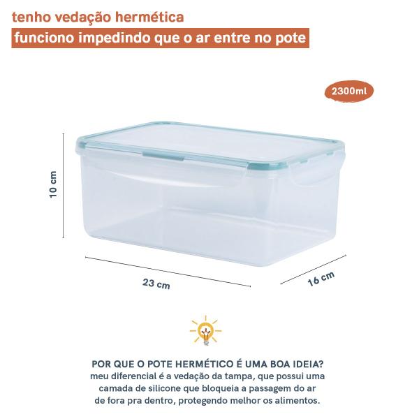 Imagem de Kit Potes Herméticos de Plástico 1600/2300/4000ml - 3pçs Oikos