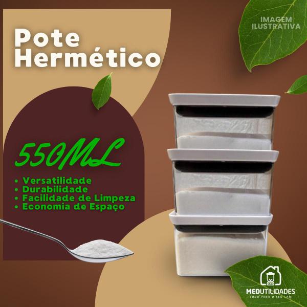 Imagem de Kit Potes Mantimentos Alimentos Hermético 6 Peças 2900 ml 2100 ml 1300 ml 550 ml - Micromax