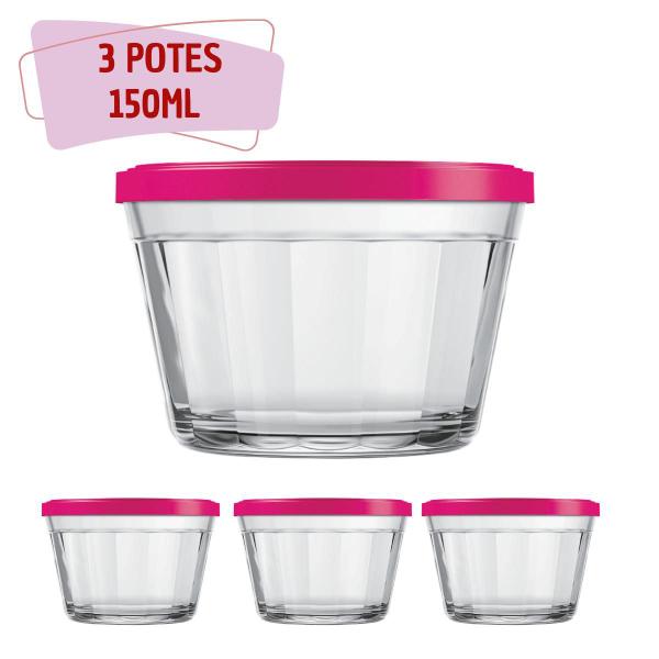 Imagem de Kit Potes Pequeno Americano Tampa Cor Sortida 150ml -  3Un