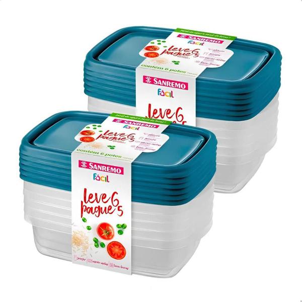 Imagem de Kit Potes Plastico 12 Peças Sanremo 785ml