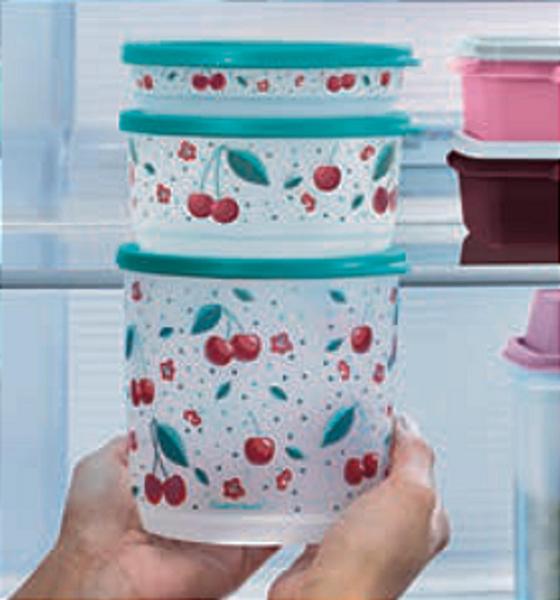 Imagem de Kit potes tupperware refri line redondo cereja