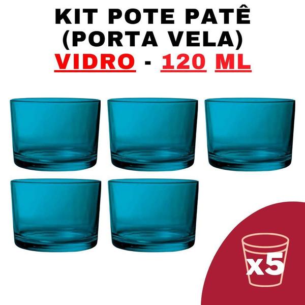 Imagem de Kit Potes Vidro Patê Ciano 120ml - 5 Unidades