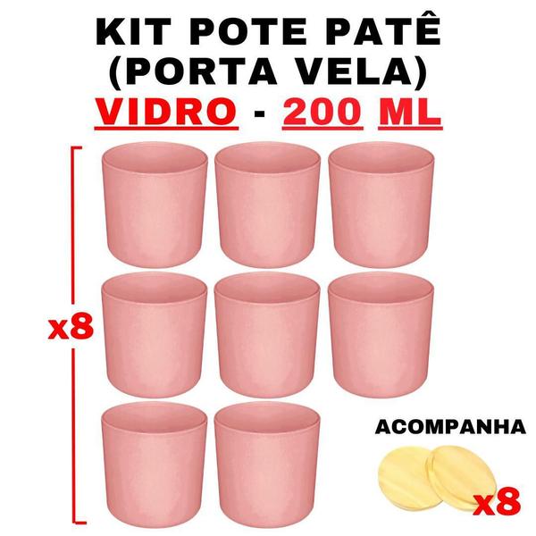 Imagem de Kit Potes Vidro Patê Rosa Jateado c/ Tampa 120ml (8 un)