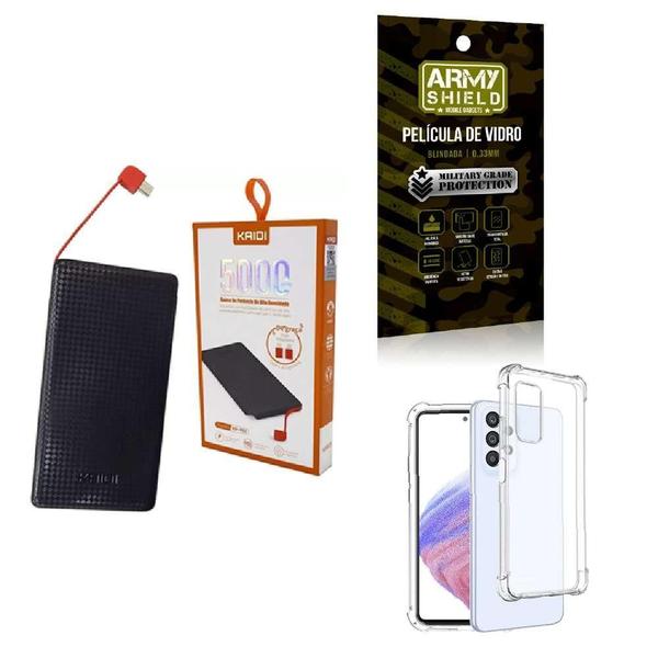 Imagem de Kit Power Bank 5.000Mah + Capinha Samsung A53 + Película 3D