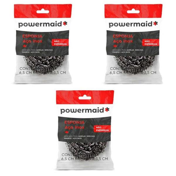 Imagem de Kit Powermaid Para Limpeza Esponjas Mágica E Aço Inoxidável (kit com 03 unidades)