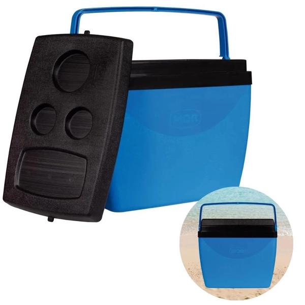 Imagem de Kit Praia com Caixa Termica Cooler 26 L + 2 Cadeiras de Aluminio Coloridas  Mor 