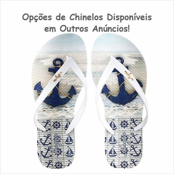 Imagem de Kit Praia Feminino Âncora Azul Marinho com Bolsa Necessaire e Chinelo Magicc