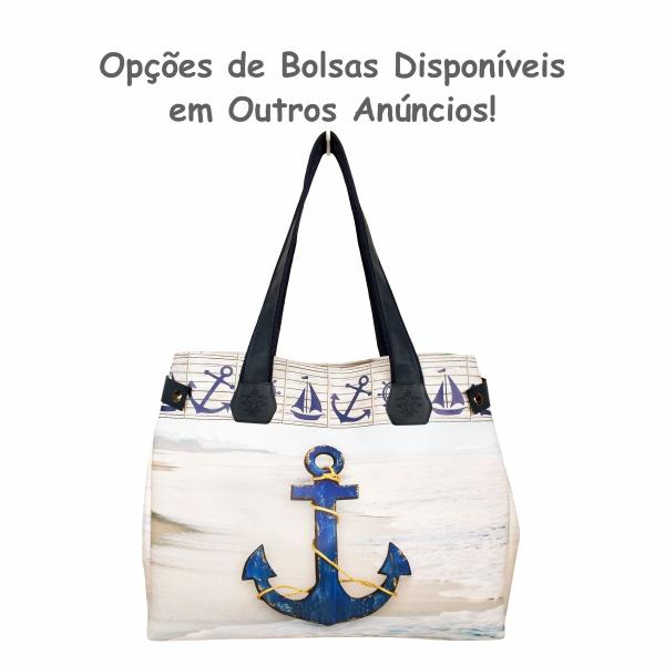 Imagem de Kit Praia Feminino Âncora Azul Marinho com Bolsa Necessaire e Chinelo Magicc