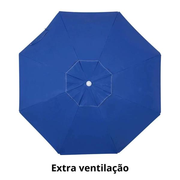 Imagem de Kit Praia Guarda Sol 1,60 M Azul Royal Bagum Aluminio + Base Preta 22 Kg