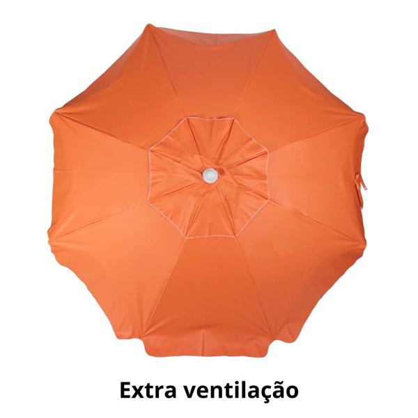 Imagem de Kit Praia Guarda Sol Laranja 1,60 M + Base 18 L + Cadeira Master Plus Preta