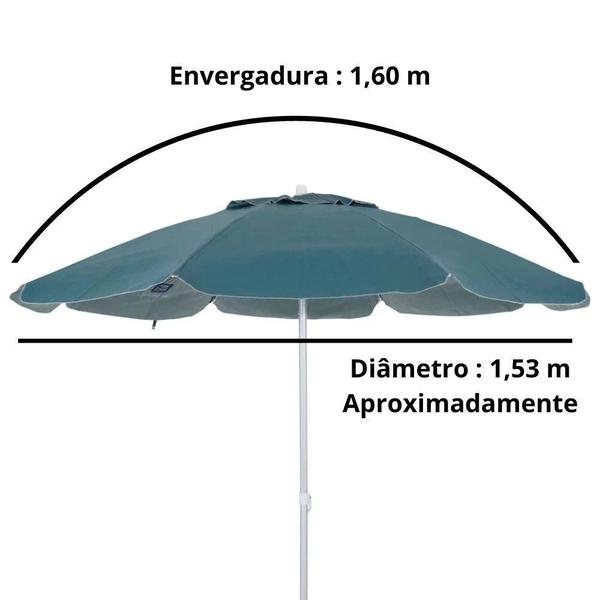 Imagem de Kit Praia Guarda Sol Verde Escuro 1,60 M + Base 18 L + Cadeira Master Plus