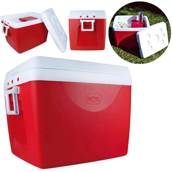 Imagem de Kit Praia / Pesca Cooler Vermelho 75 L Divisoria e Alca + Guarda Sol Bagum 1,60 M