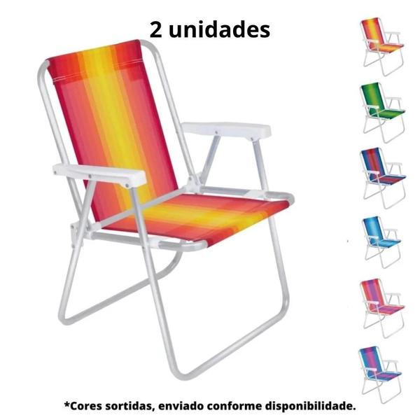 Imagem de Kit Praia Tenda Gazebo Verde Oxford + 2 Cadeiras Coloridas Aluminio  Mor 