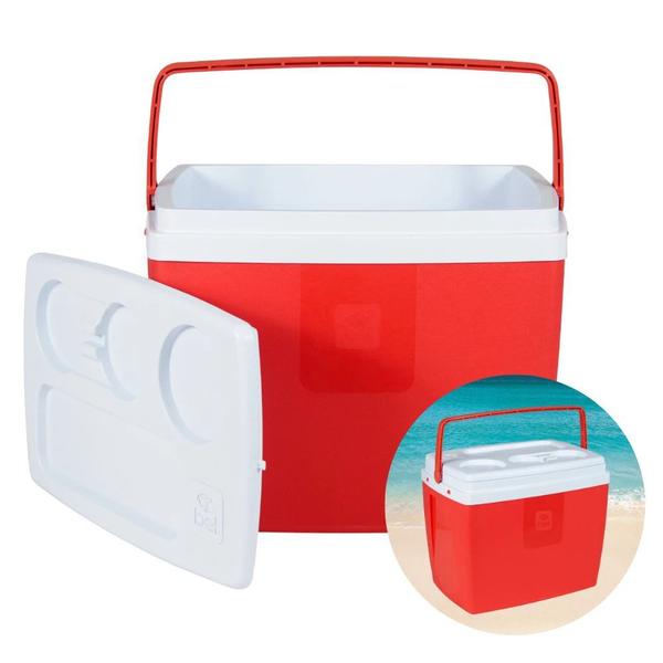 Imagem de Kit Praia Vermelho com 1 Esteira 1,80 M + Caixa Termica Cooler 19 L  Bel 