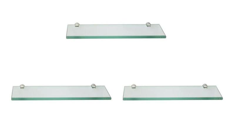 Kit prateleira de vidro para quarto 50x10 com 3 unidades GABIART Imagem de Kit prateleira de vidro para quarto 50x10 com 3 unidades GABIART
