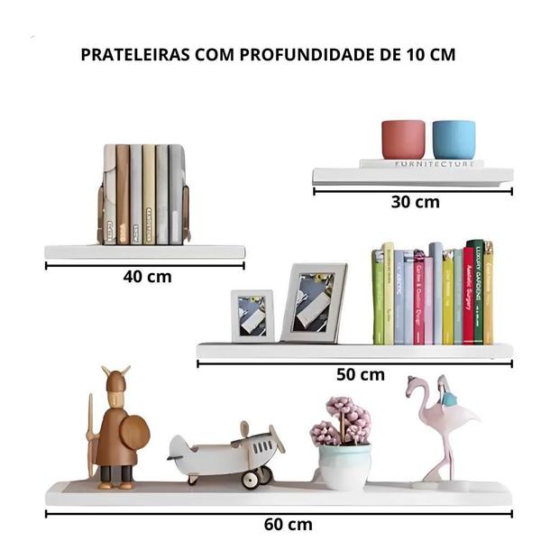 Imagem de Kit Prateleiras Decorativas 30-40-50-60 X 10