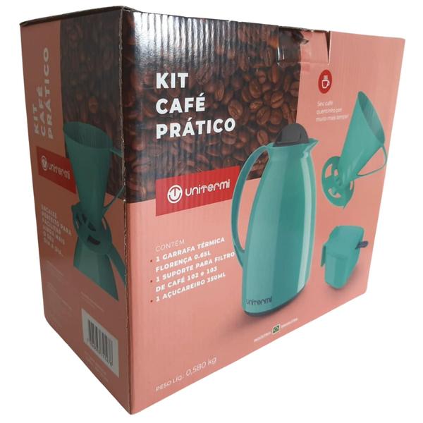 Imagem de Kit Prático Para Café Garrafa Térmica + Açucareiro 350 ML + Suporte Porta Filtro 102/103 Unitermi