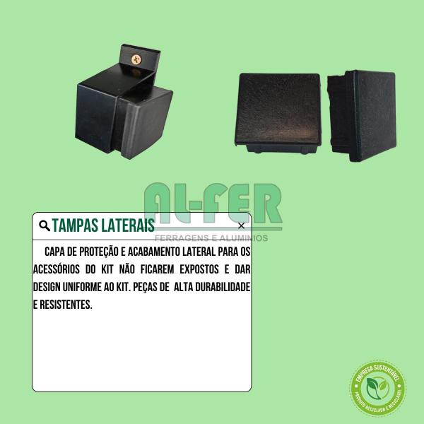 Imagem de Kit Prático para Porta de Correr 70cm Trilho Divido Preto - 1,40m + 1 Par de Concha