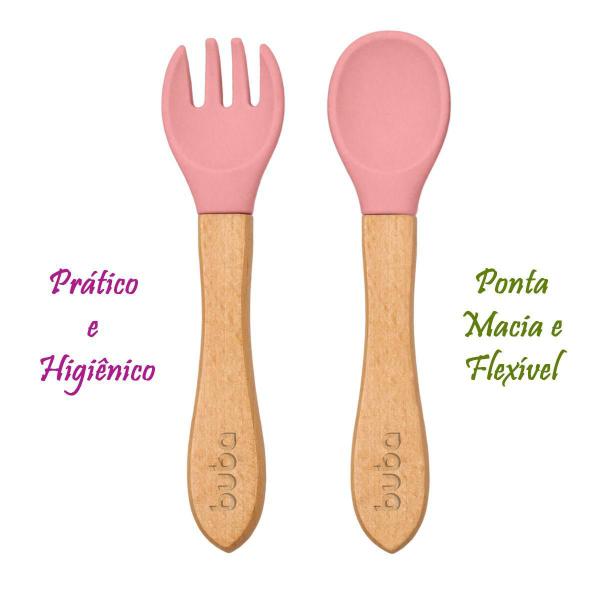 Imagem de Kit Pratinho Bowl Babador E Talher Silicone Buba - Rosa