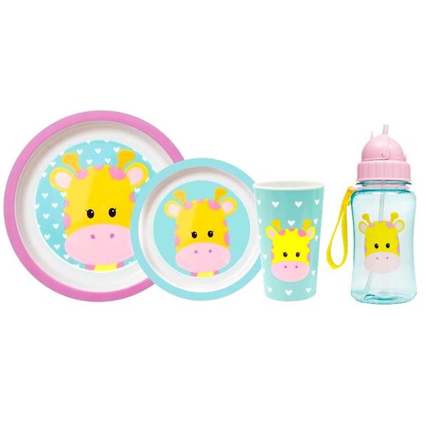 Kit Pratinho De Bebê Com Garrafa Bowl E Copinho Girafinha - Buba Imagem de Kit Pratinho De Bebê Com Garrafa Bowl E Copinho Girafinha