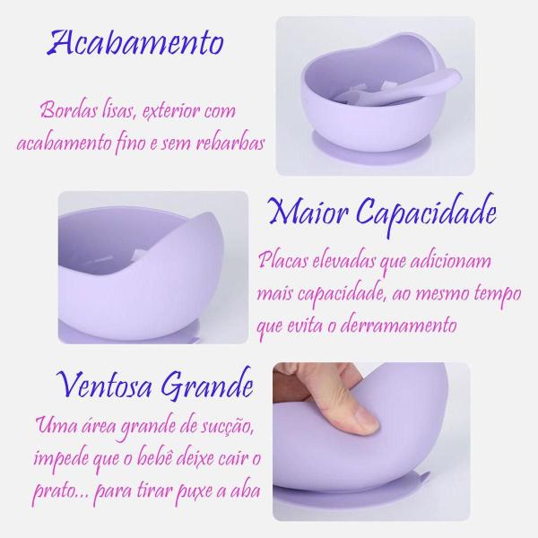 Imagem de Kit Pratinho E Bowl Em Silicone Com Ventosa - Letoy - Roxo