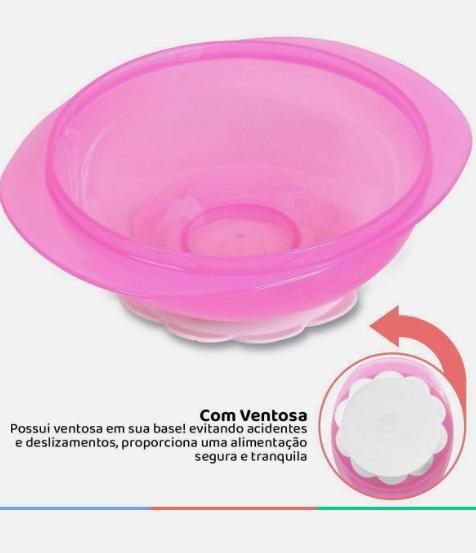 Kit Prato Bowl C/ Ventosa E Talheres Rosa - Baby Go Imagem de Kit Prato Bowl C/ Ventosa E Talheres Rosa - Baby Go