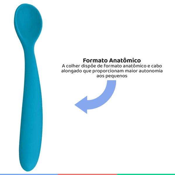 Imagem de Kit Prato Bowl Fundo Com Ventosa Tampa e Colher Anatômico de Silicone Azul Kababy