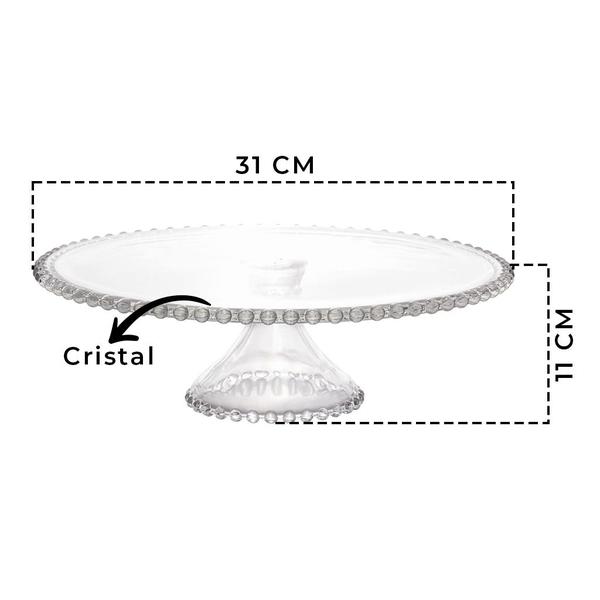 Imagem de Kit Pratos Cristal Com Pé Para Bolos Com 20cm E 31cm Para Servir Bolos