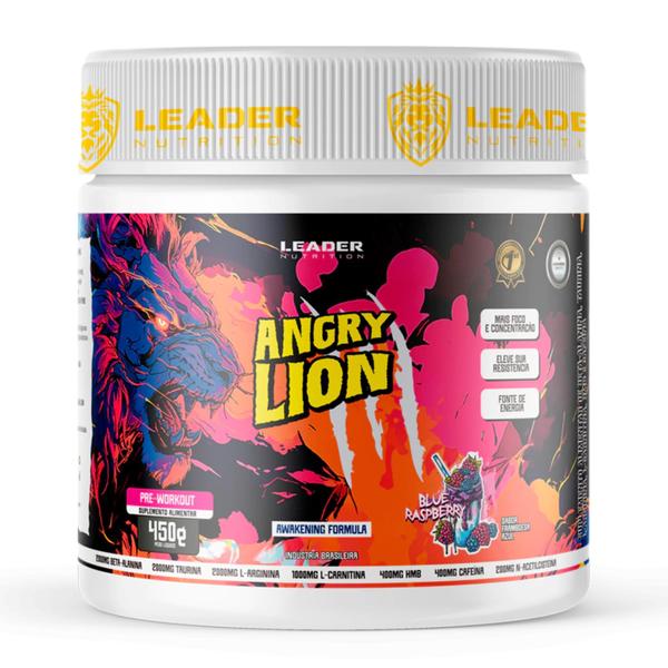 Imagem de Kit Pré Treino Angry Lion 450g + Creatina Pura Creatine Micronized 150g - Leader Nutrition