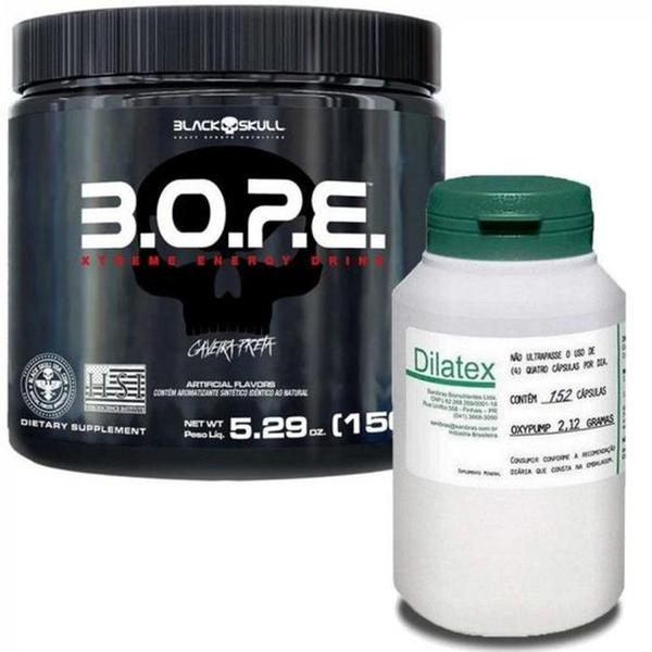 Imagem de Kit pre treino bope (150g) black skull + dilatex (152cps) power supplements