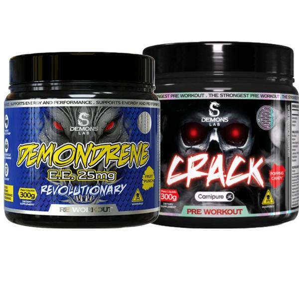 Imagem de kit pré treino demondrene  300g pré treino + crack 300g demons lab