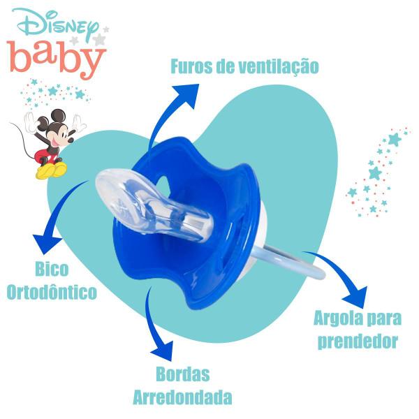 Imagem de Kit Prendedor com Fita e Chupetas Disney Baby com Capuz de Proteção Bico Silicone Ortodôntico 0-6 meses 