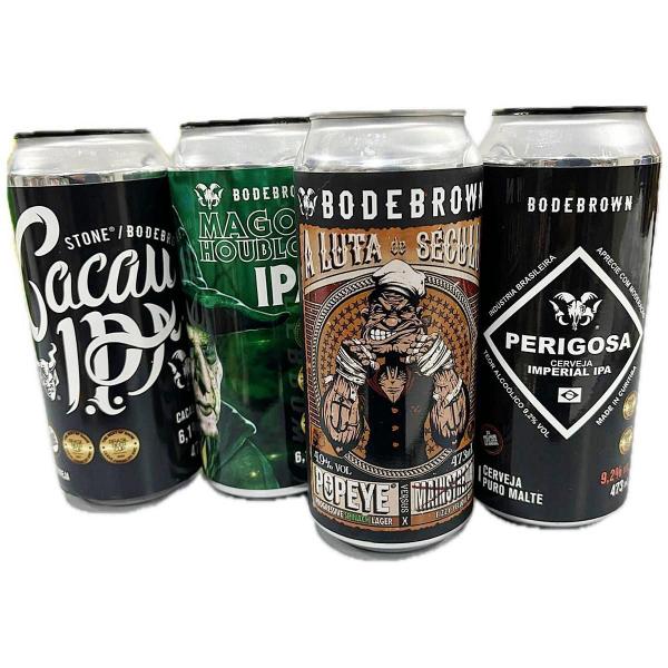 Imagem de Kit Presente 4 Cervejas Premium Bodebrown Latão 473Ml