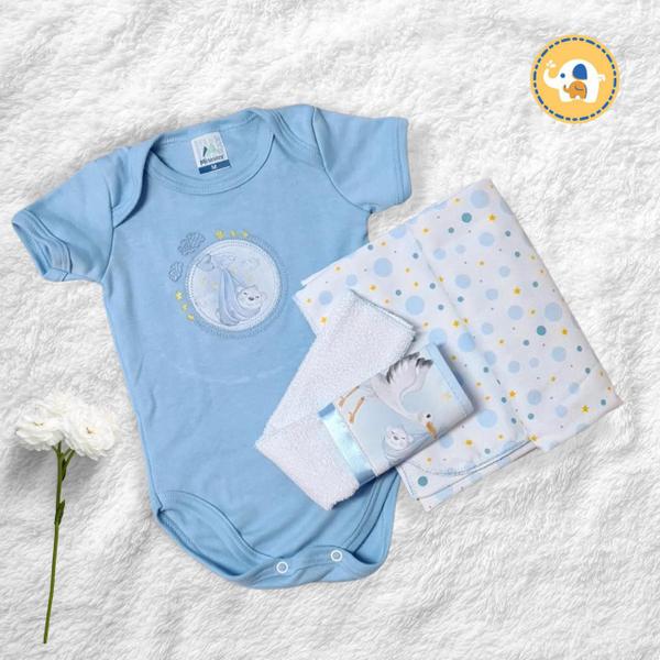 Imagem de Kit Presente Bebe Naninha e Manta Soft 2 Peças Menino Balões