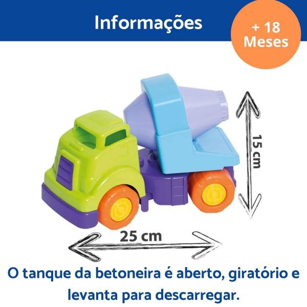 Imagem de Kit Presente Brinquedo 2 Caminhões Articulado Betoneira e Caçamba  Menino 2 Anos Presente Carrinho Caminhão Infantil