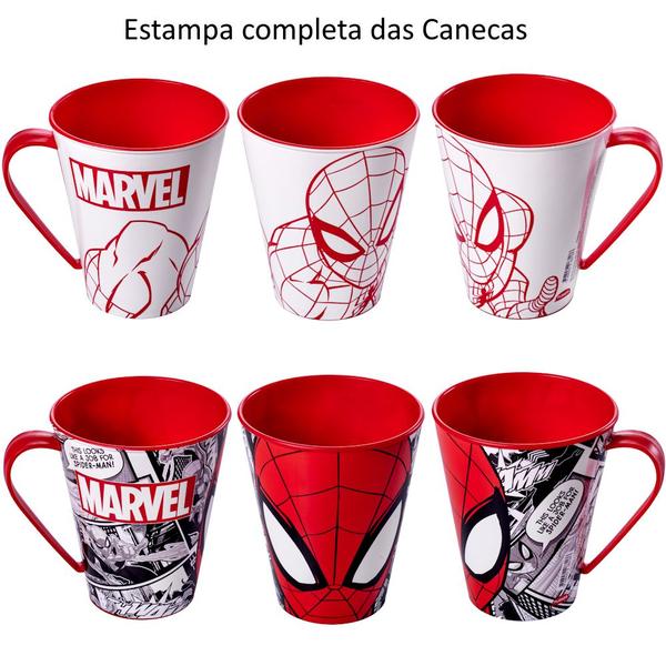 Imagem de Kit Presente do Homem Aranha 4 em 1 Pote de Pipoca 3D Copo Shake Caneca e Garrafa