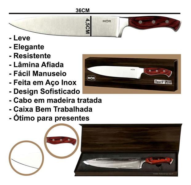 Imagem de Kit Presente Faca Inox Cabo De Madeira E Churrasqueira A Bafo Pocket