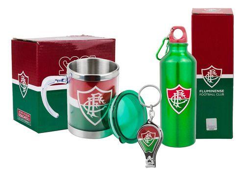 Imagem de Kit Presente Fluminense Caneca Inox Garrafa Chaveiro Cortado