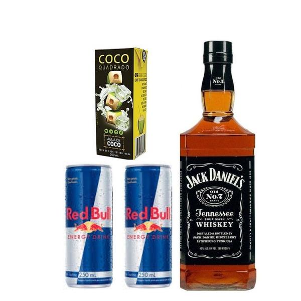Kit Presente Jack Daniel'S 375Ml + Red Bull + Agua De Coco Imagem de Kit Presente Jack Daniel'S 375Ml + Red Bull + Agua De Coco