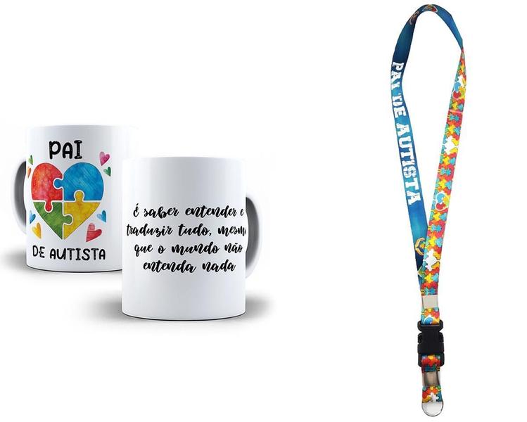 Imagem de Kit Presente Pai De Autista Caneca Chaveiro E Cordão Puzzle