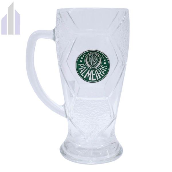 Imagem de Kit Presente Palmeiras Caneca Chopp 630ml Vidro e Sacola