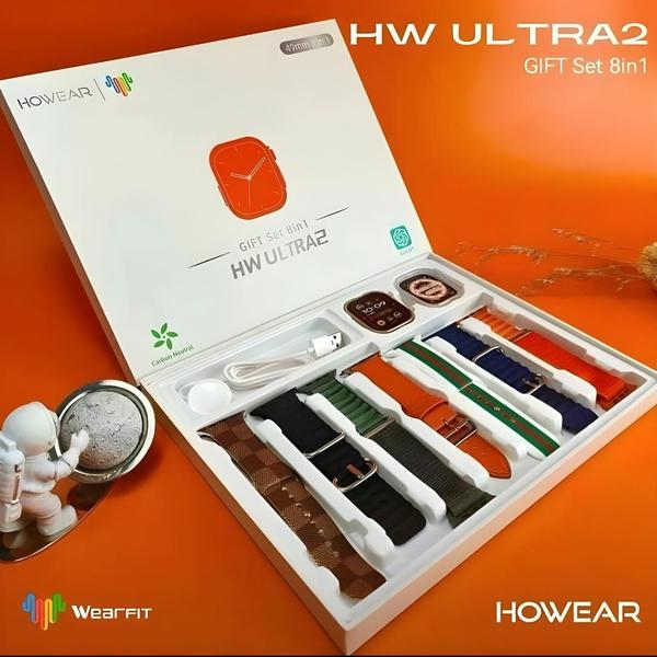 Imagem de Kit Presente: Relógio inteligente HW ULTRA 2 chat GPT integrado + Fone Bluetooth PRO9 +7 pulseiras + Coração de Pelúcia