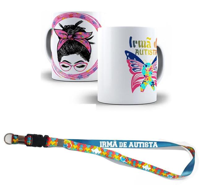 Imagem de Kit Presente Sou Irmã Autista Caneca + Chaveiro E Cordão