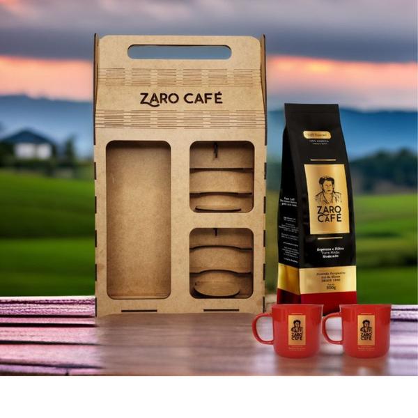 Imagem de Kit Presente Zaro Café Moderado Moído 500g + 2 Canecas Vermelhas 200ml