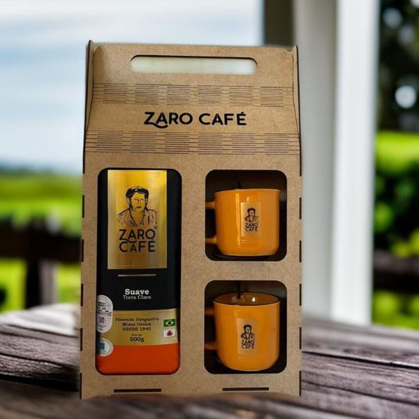 Imagem de Kit Presente Zaro Café Suave Moído 500g + 2 Canecas Laranja 200ml