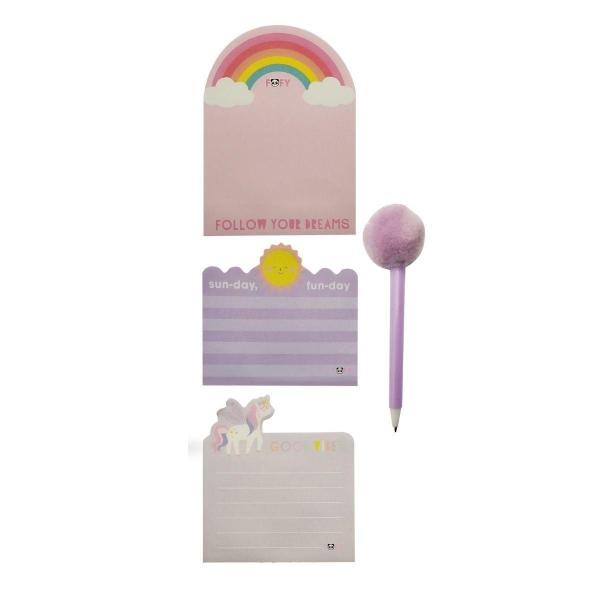 Imagem de Kit Presenteavel Mini Bloco Anotaçoes Unicornio Pompom Fofy